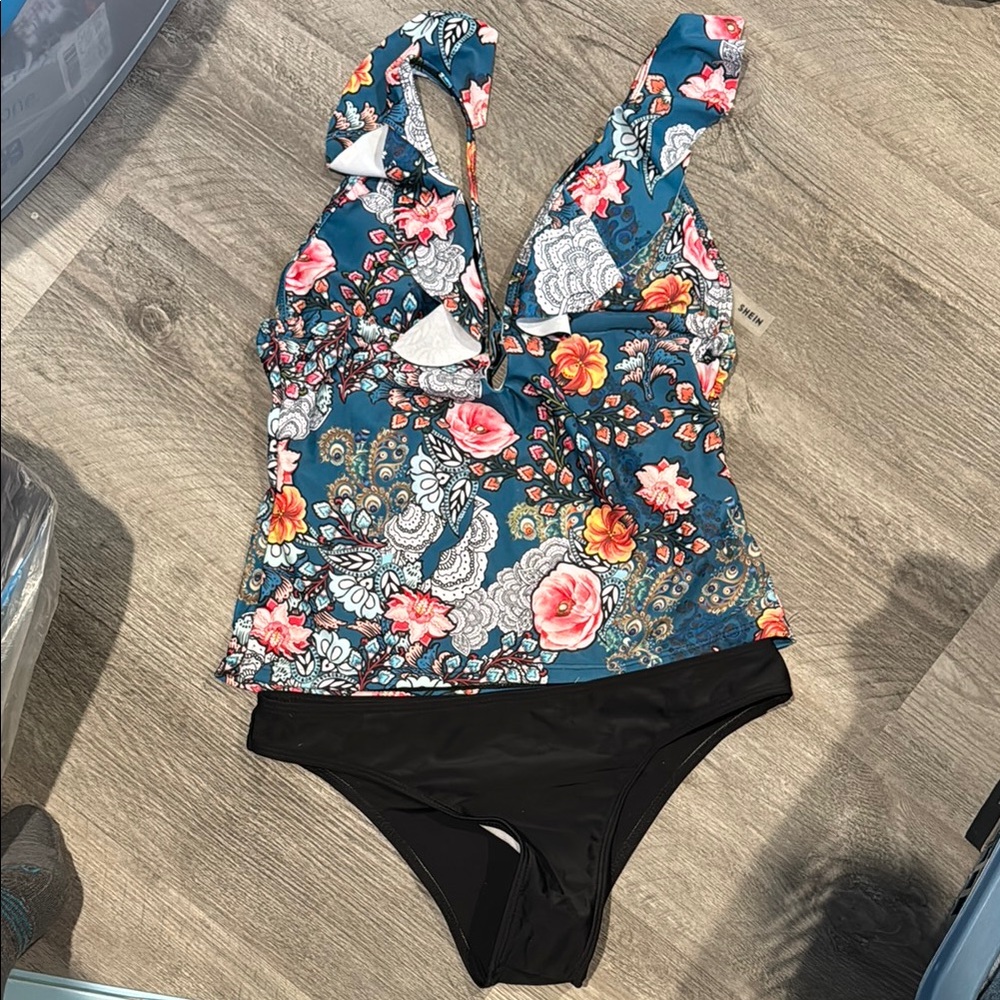 Floral Ruffle Two Piece Swimsuit